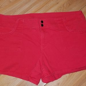 Red jean shorts